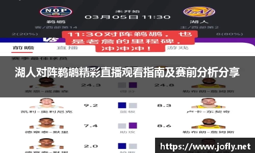 湖人对阵鹈鹕精彩直播观看指南及赛前分析分享